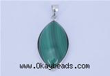 NGP711 15*28mm marquise natural malachite with sterling silver pendant