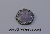 NGP7112 30*30mm hexagon light amethyst pendants wholesale