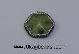 NGP7117 30*30mm hexagon green qutilated quartz pendants wholesale