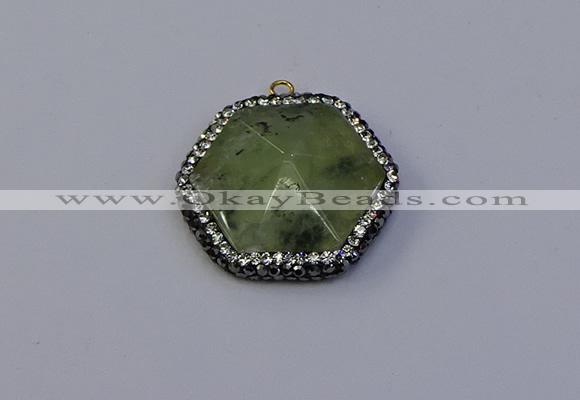 NGP7117 30*30mm hexagon green qutilated quartz pendants wholesale