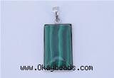 NGP712 13*25mm rectangle natural malachite with sterling silver pendant