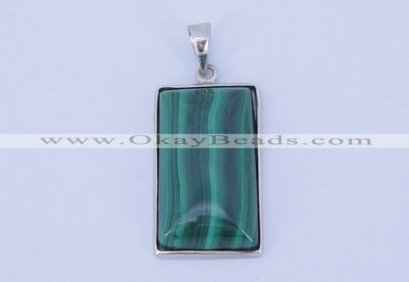 NGP712 13*25mm rectangle natural malachite with sterling silver pendant