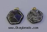 NGP7124 30*30mm hexagon labradorite gemstone pendants wholesale