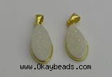 NGP7178 10*20mm flat teardrop druzy quartz pendants wholesale