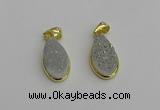 NGP7179 10*20mm flat teardrop plated druzy quartz pendants