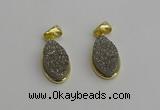 NGP7180 10*20mm flat teardrop plated druzy quartz pendants