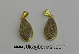 NGP7181 10*20mm flat teardrop plated druzy quartz pendants