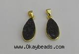 NGP7182 10*20mm flat teardrop plated druzy quartz pendants