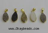 NGP7183 10*20mm flat teardrop plated druzy quartz pendants