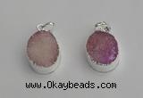 NGP7187 15*20mm oval druzy quartz pendants wholesale