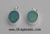 NGP7188 15*20mm oval druzy quartz pendants wholesale