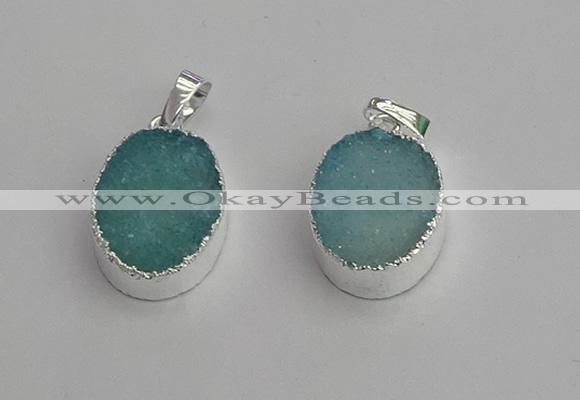 NGP7188 15*20mm oval druzy quartz pendants wholesale