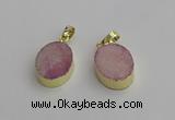 NGP7198 15*20mm oval druzy quartz pendants wholesale