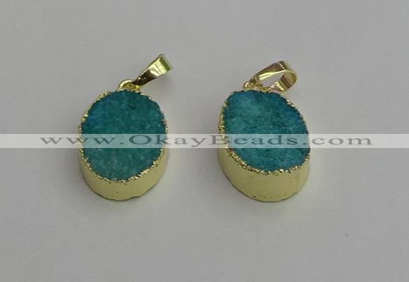 NGP7199 15*20mm oval druzy quartz pendants wholesale