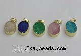 NGP7203 15*20mm oval druzy quartz pendants wholesale