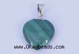 NGP727 15*15mm heart natural malachite with 18KGP gemstone pendant