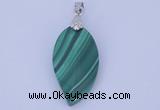 NGP730 15*28mm leaf natural malachite with 18KGP gemstone pendant