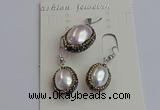 NGP7398 15*18mm - 18*22mm oval shell pearl jewelry sets