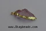 NGP7401 22*30mm - 25*40mm arrowhead plated druzy quartz pendants