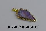 NGP7403 22*30mm - 25*40mm arrowhead plated druzy quartz pendants