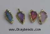 NGP7406 22*30mm - 25*40mm arrowhead plated druzy quartz pendants