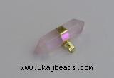 NGP7442 12*45mm sticks rose quartz pendants wholesale