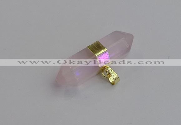 NGP7442 12*45mm sticks rose quartz pendants wholesale