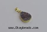 NGP7485 15*20mm flat teardrop plated druzy agate gemstone pendants