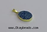 NGP7493 15*20mm oval plated druzy agate gemstone pendants