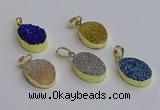 NGP7498 15*20mm oval plated druzy agate gemstone pendants