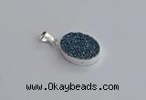 NGP7507 15*20mm oval plated druzy agate gemstone pendants