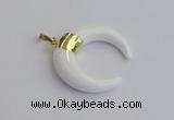 NGP7515 35*38mm horn white porcelain pendants wholesale