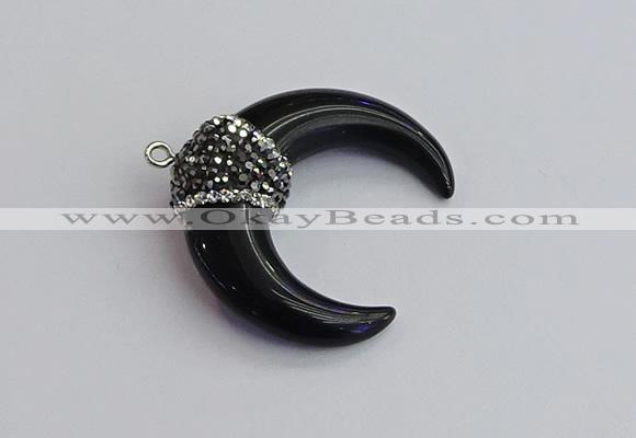 NGP7530 35*38mm horn black agate pendants wholesale