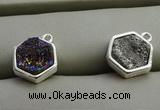 NGP7571 12*12mm hexagon plated druzy agate pendants wholesale