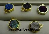 NGP7572 12*12mm hexagon plated druzy agate pendants wholesale