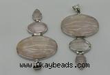 NGP8001 50*82mm - 52*86mm rose quartz pendant set jewelry