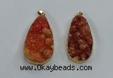 NGP8512 25*48mm - 27*52mm flat teardrop druzy agate pendants