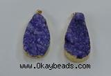 NGP8513 25*48mm - 27*52mm flat teardrop druzy agate pendants