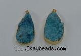 NGP8516 25*48mm - 27*52mm flat teardrop druzy agate pendants