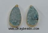 NGP8517 25*48mm - 27*52mm flat teardrop druzy agate pendants