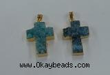 NGP8537 22*30mm - 25*35mm cross druzy agate pendants wholesale