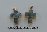 NGP8538 22*30mm - 25*35mm cross druzy agate pendants wholesale