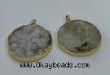 NGP8553 38mm - 40mm flat round druzy agate pendants wholesale