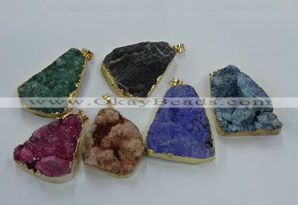 NGP8572 28*45mm - 35*50mm freeform druzy agate pendants wholesale