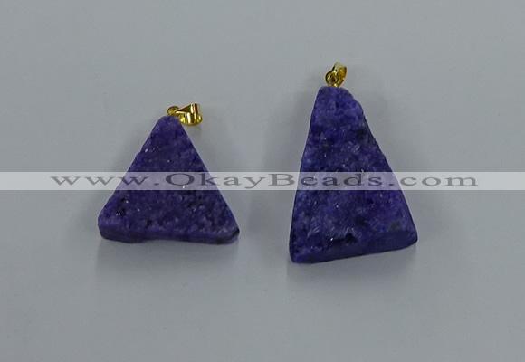 NGP8576 18*25mm - 25*40mm triangle druzy agate pendants wholesale