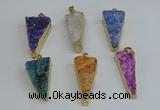 NGP8602 13*40mm - 20*35mm triangle druzy agate pendants wholesale