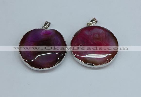 NGP8700 38mm - 40mm flat round agate pendants wholesale