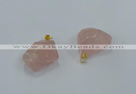 NGP8856 20*25mm - 30*40mm nuggets rose quartz pendants wholesale