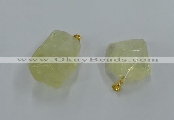 NGP8857 20*25mm - 30*40mm nuggets lemon quartz pendants wholesale