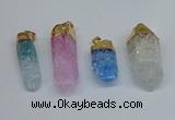 NGP8895 10*35mm - 20*45mm sticks crackle quartz pendants